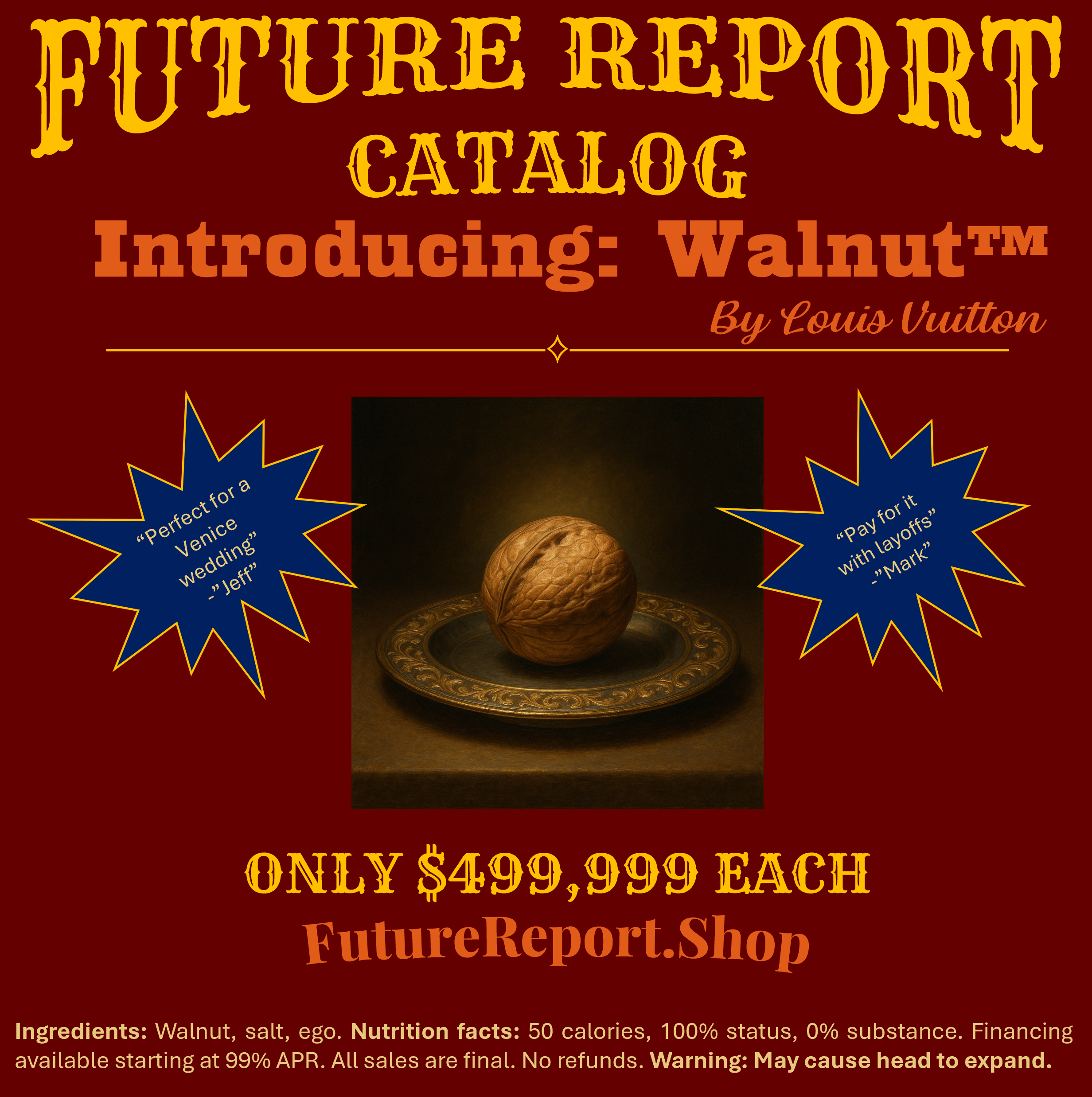 Walnut™ luxury catalog poster — Future Report Mail-Order Division